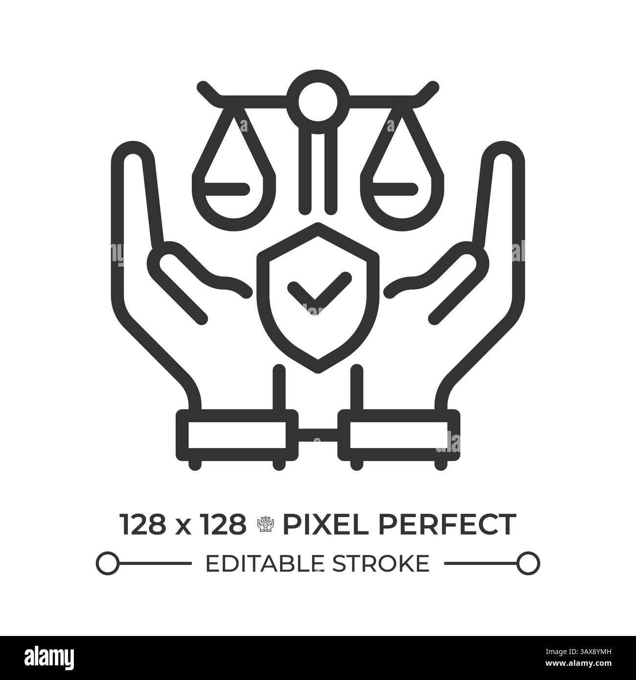 Freedom from arbitrary arrest and exile pixel perfect line icon Stock ...