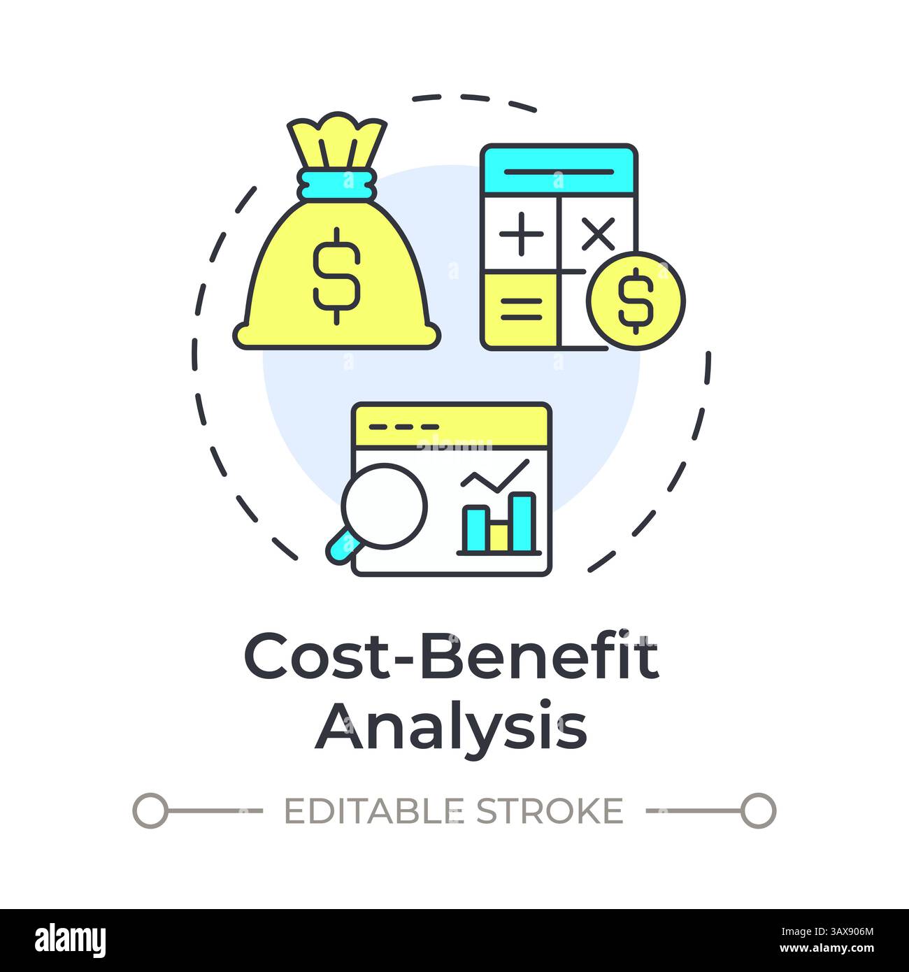 Cost benefit analysis multi color concept icon Stock Vector Image & Art ...