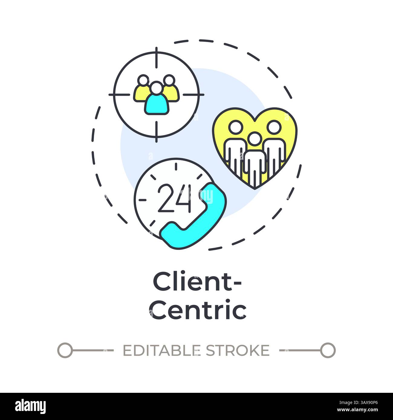Client centric multi color concept icon Stock Vector