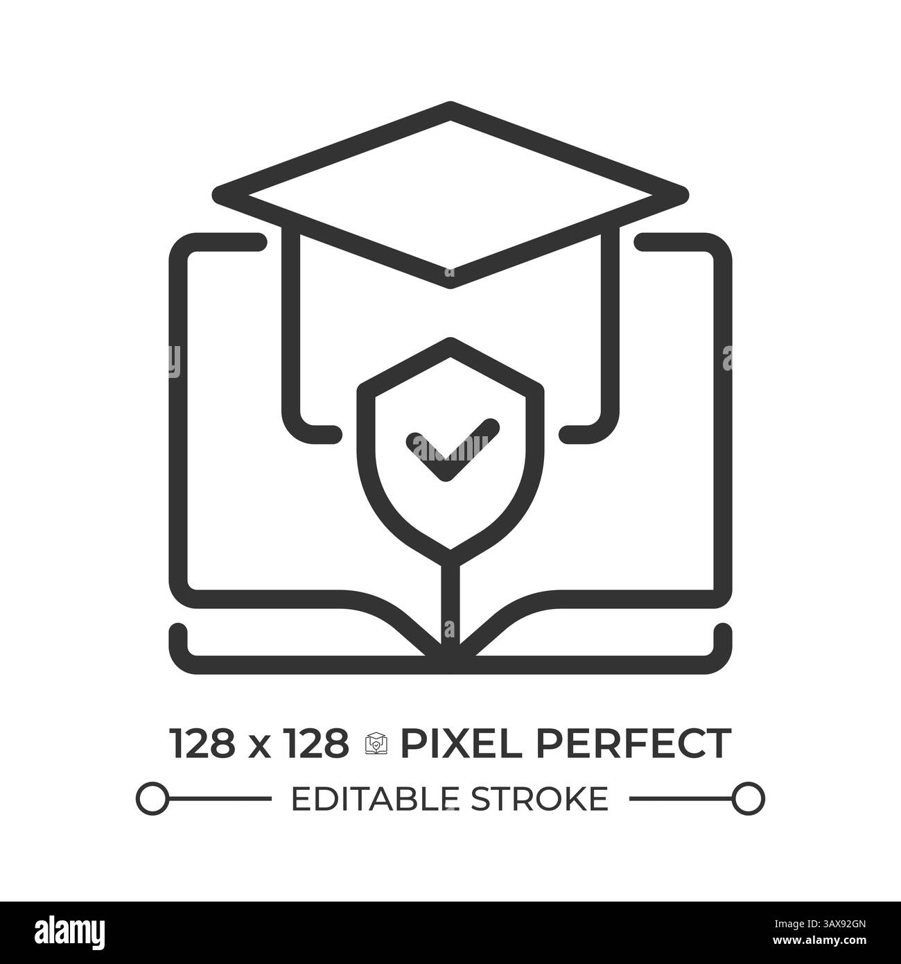 Right to education pixel perfect line icon Stock Vector