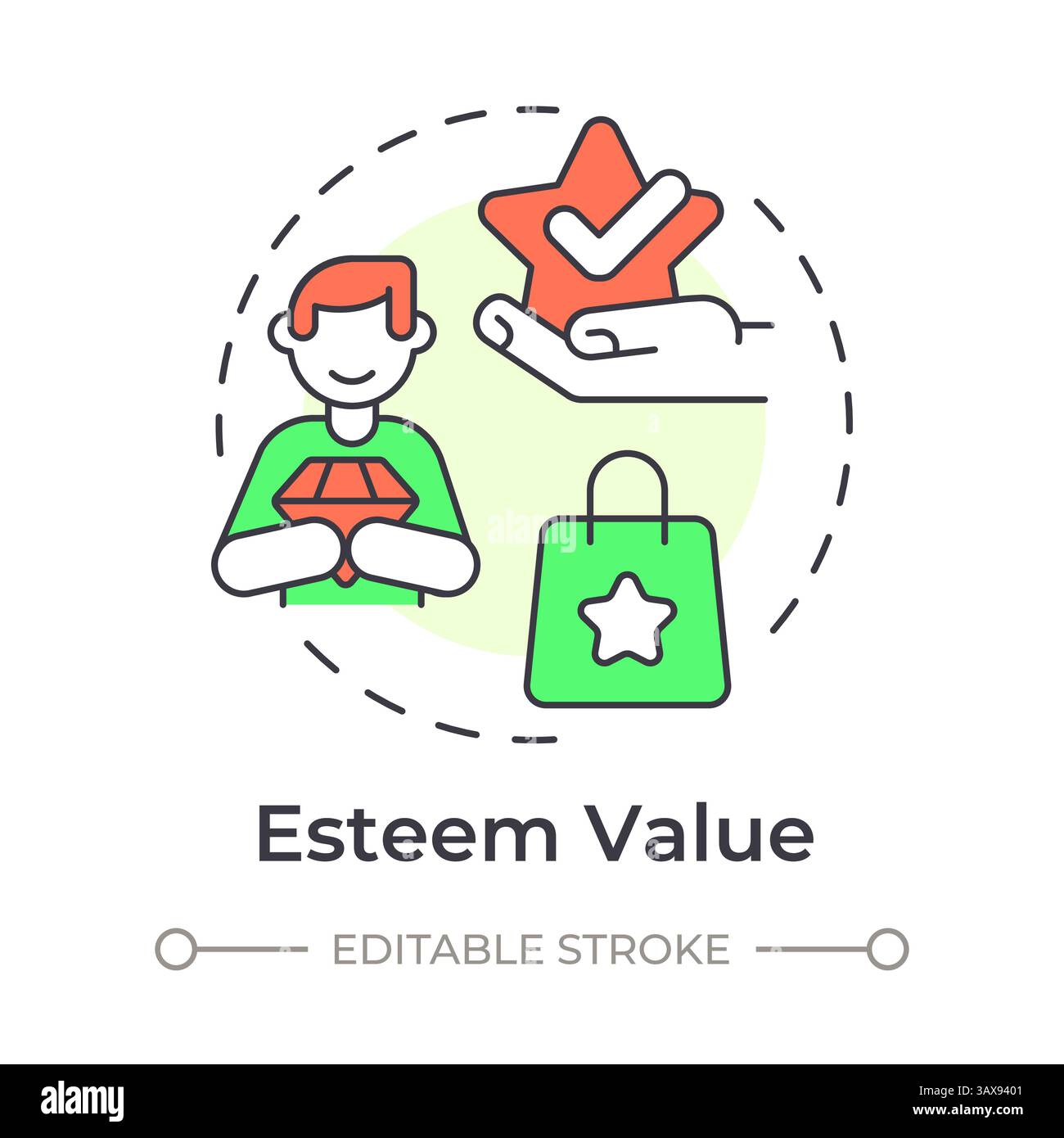 Esteem value multi color concept icon Stock Vector