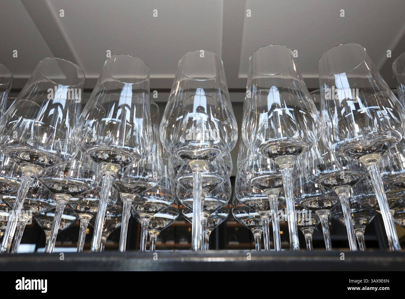 Empty wine glasses Stock Photo