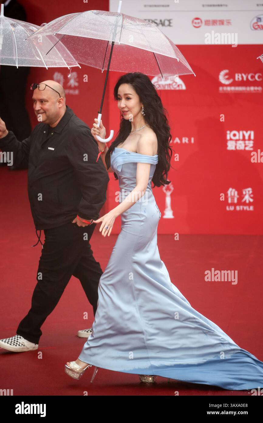 Chinese actress and singer Lou Yixiao poses on the red carpet of the ...