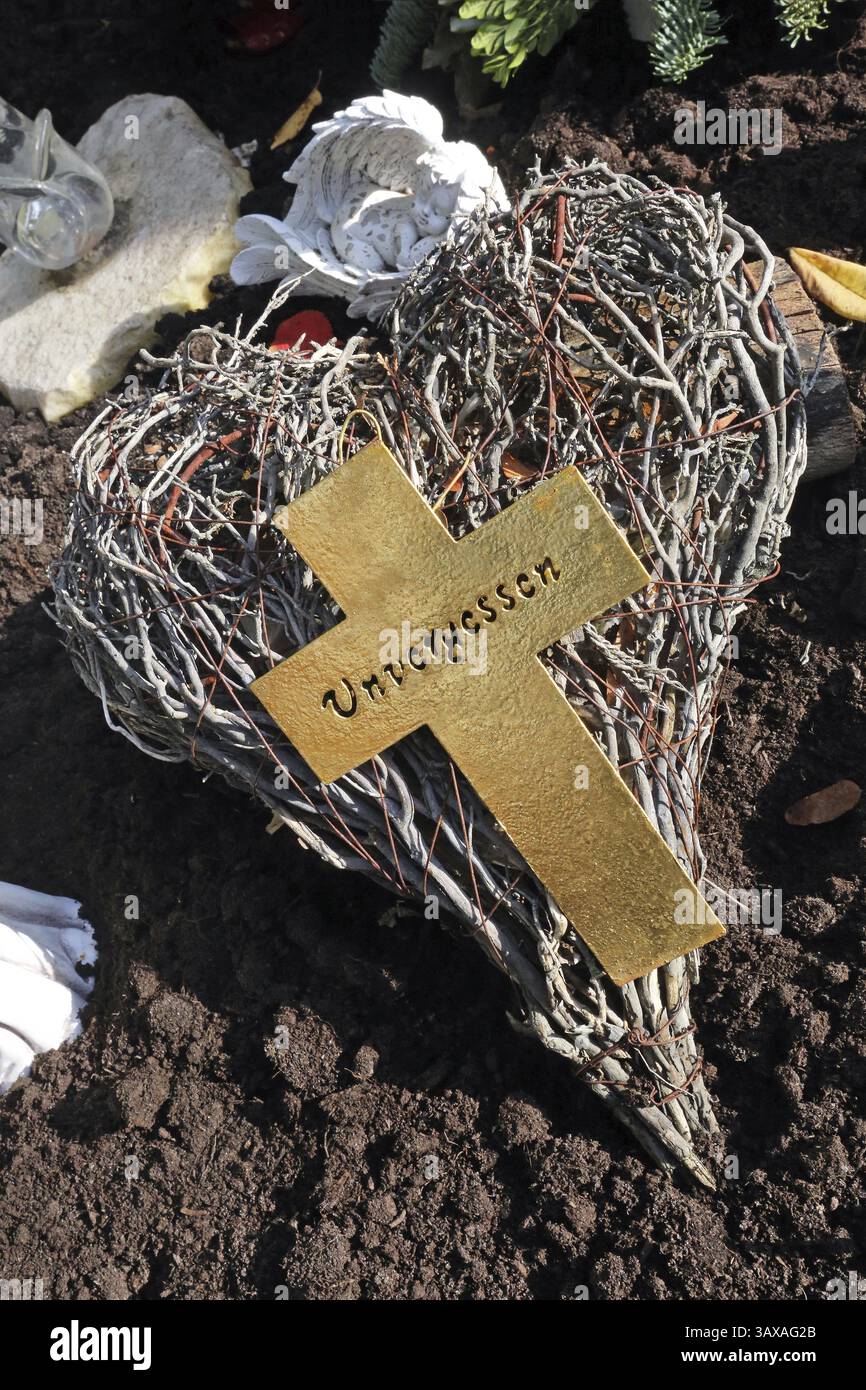 Grave decorations Unforgotten Stock Photo