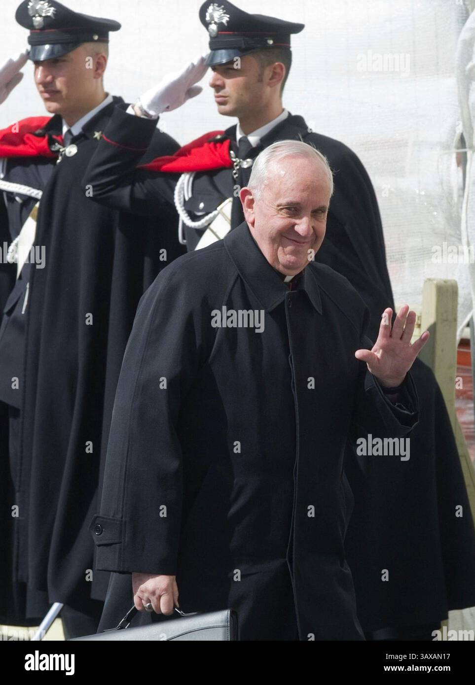 Buenos Aires, Argentina. 14th Mar, 2013. Cardinal Jorge Mario Bergoglio, of Argentina, leaves the Synod Hall after the last Congregation, March 11, 2013, at Vatican City. The cardinal was elected pope on Wednesday, March 13, 2013, to lead the Roman Catholic Church, a prelate announced to huge crowds gathered in St. Peter's Square. He has taken the name Pope Francis. (Ciro Fusco/ANSA/Zuma Press/MCT) Credit: Independent Photo Agency/Alamy Live News Stock Photo