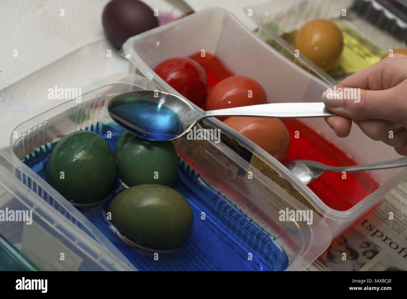 Easter eggs are coloured differently, Austria, Europe Stock Photo