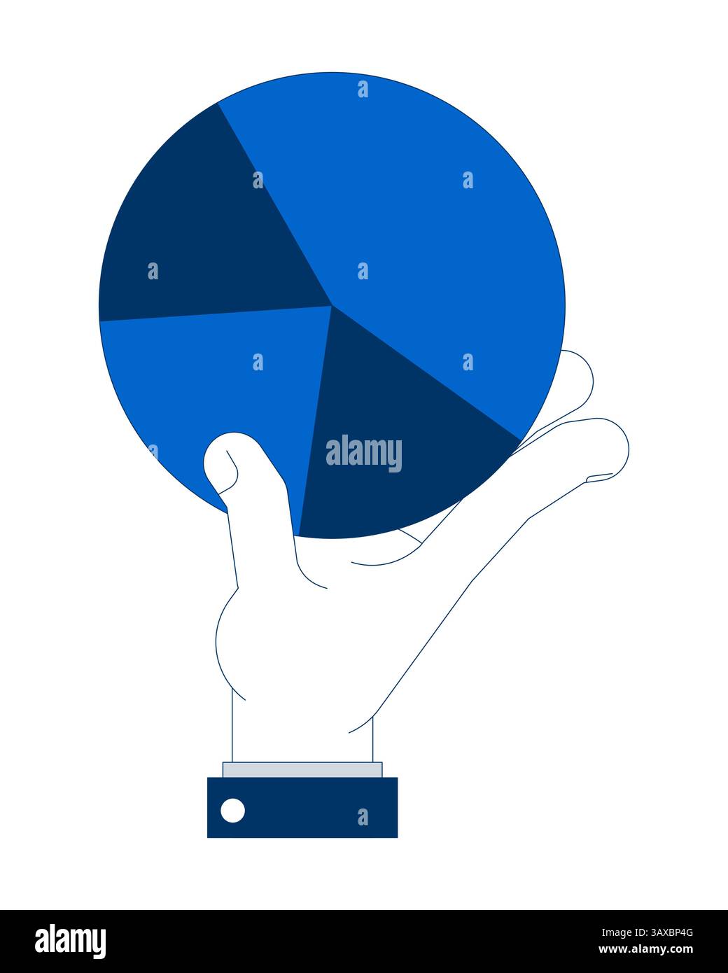 Hand holding pie chart segments vector illustration Stock Vector
