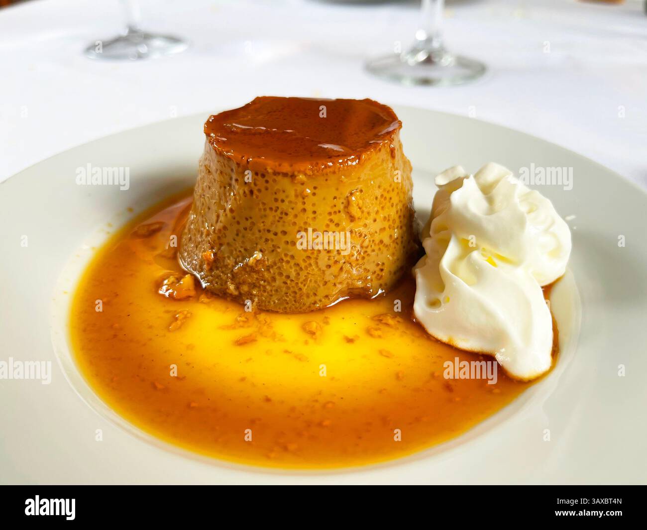 Coffee creme caramel. Spain. - Smartphone Captured Stock Image