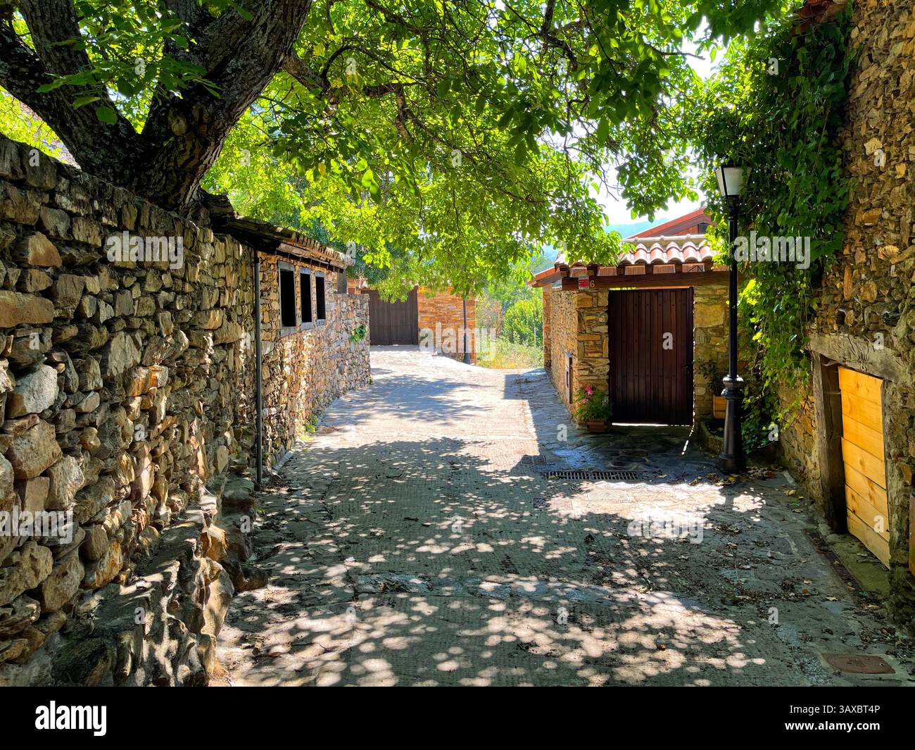 Street. Horcajuelo de la Sierra, Madrid province, Spain. - Smartphone Captured Stock Image
