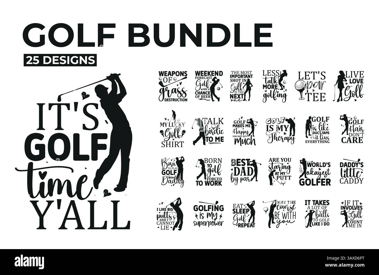 Golf Bundle t-shirt design Stock Vector