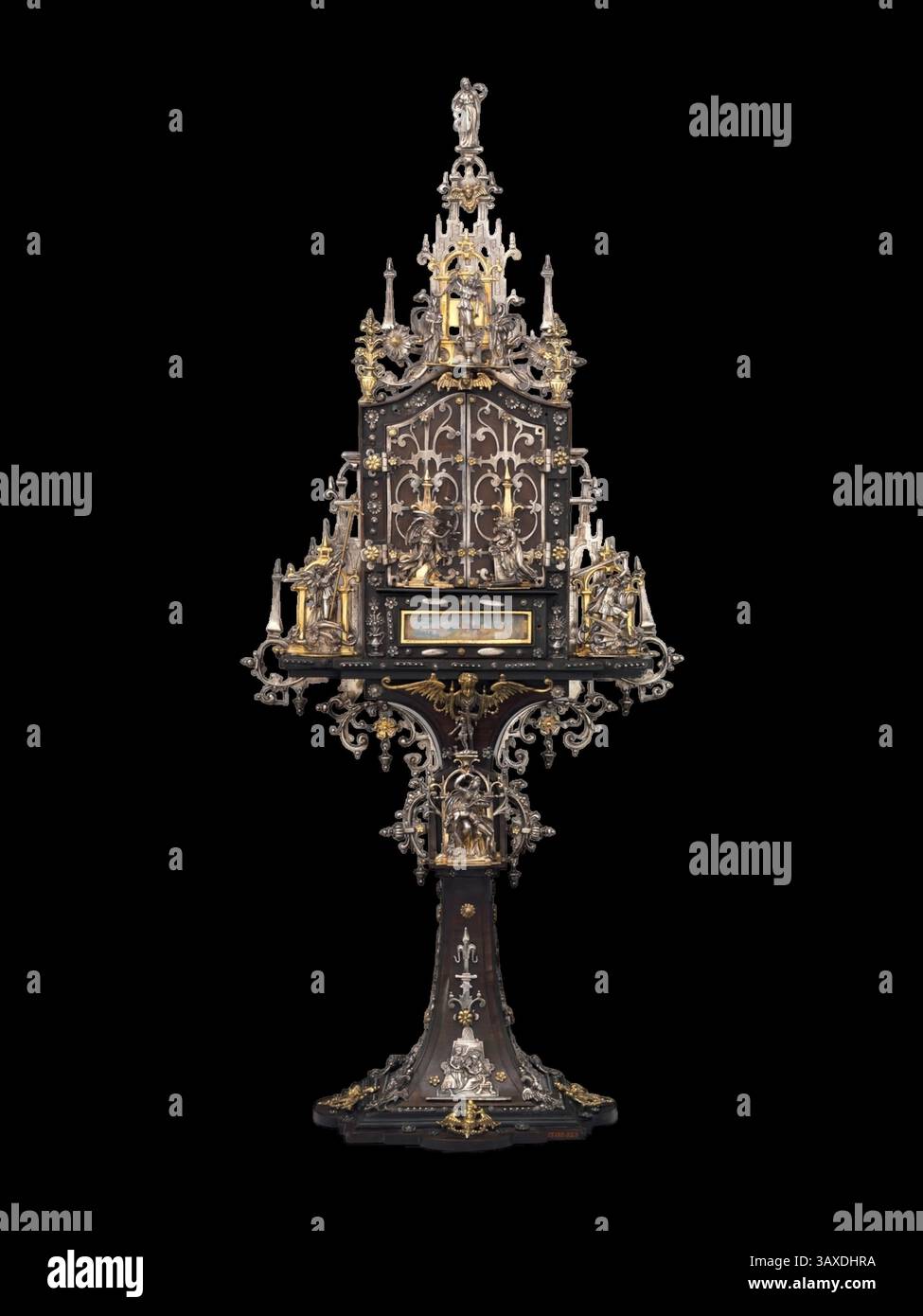 ornate gothic shrine antique gold silver religious artifact Stock Photo