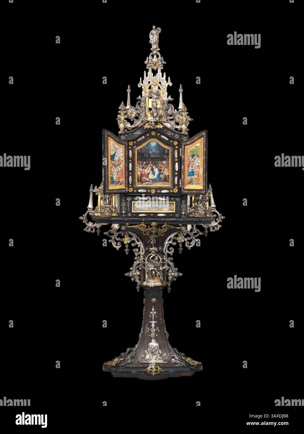 ornate gothic shrine antique gold silver religious artifact Stock Photo