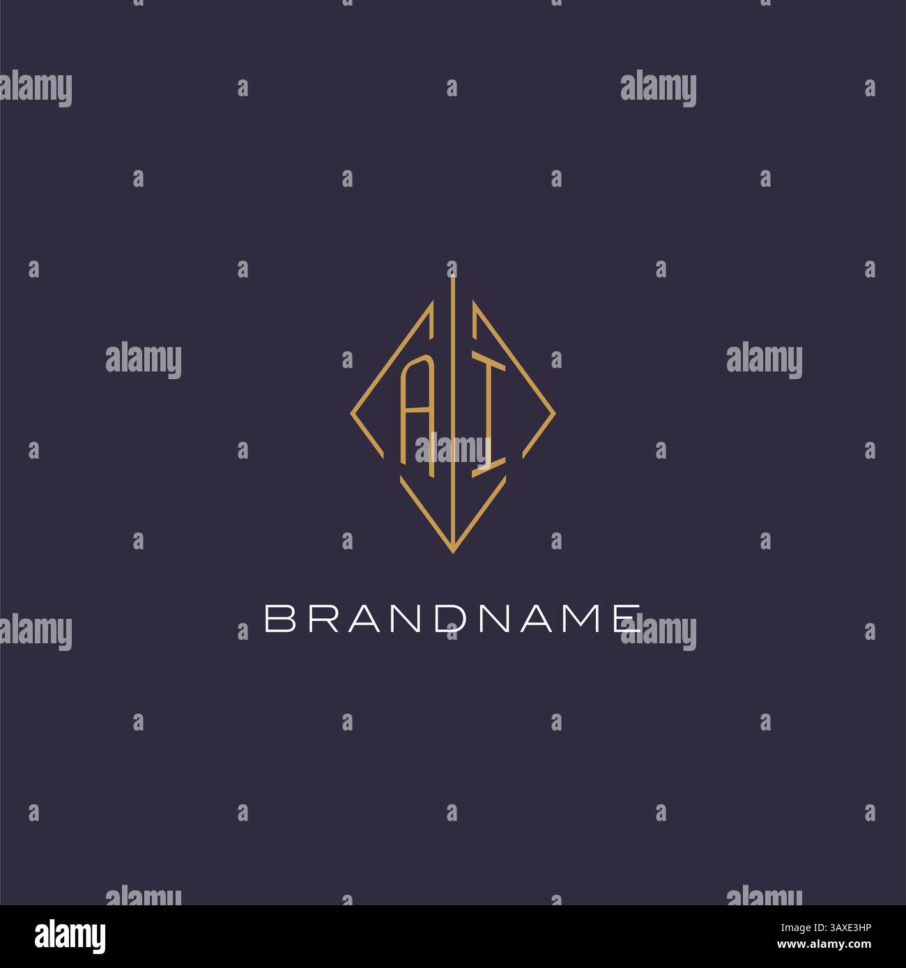 Initial letter AI logo monogram with diamond rhombus style design ideas ...