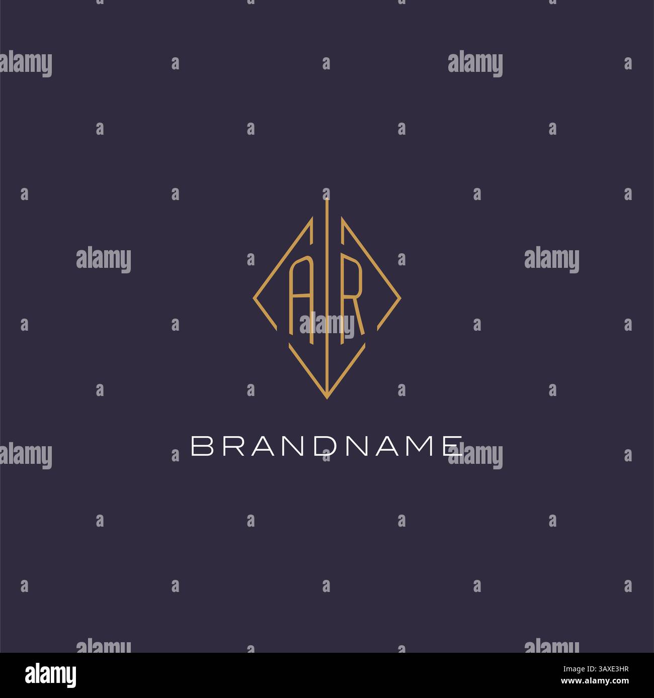 Initial letter AR logo monogram with diamond rhombus style design ideas vector graphic Stock Vector