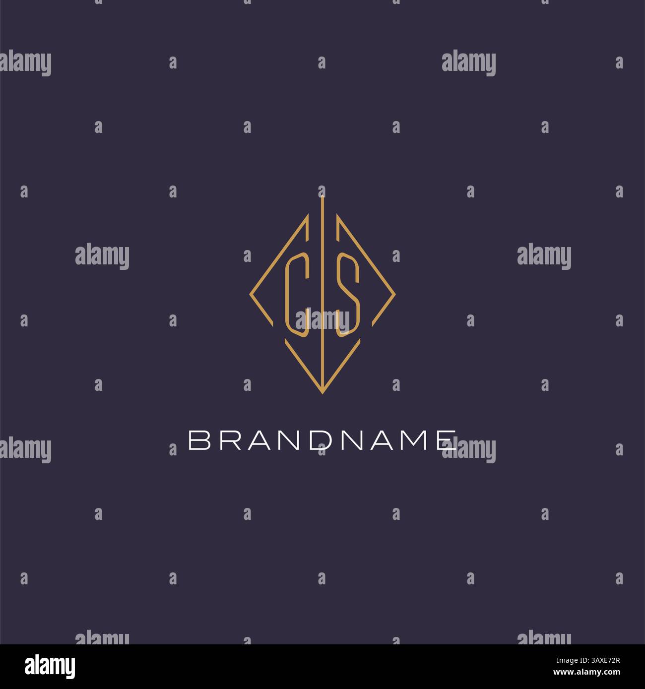 Initial letter CS logo monogram with diamond rhombus style design ideas vector graphic Stock Vector