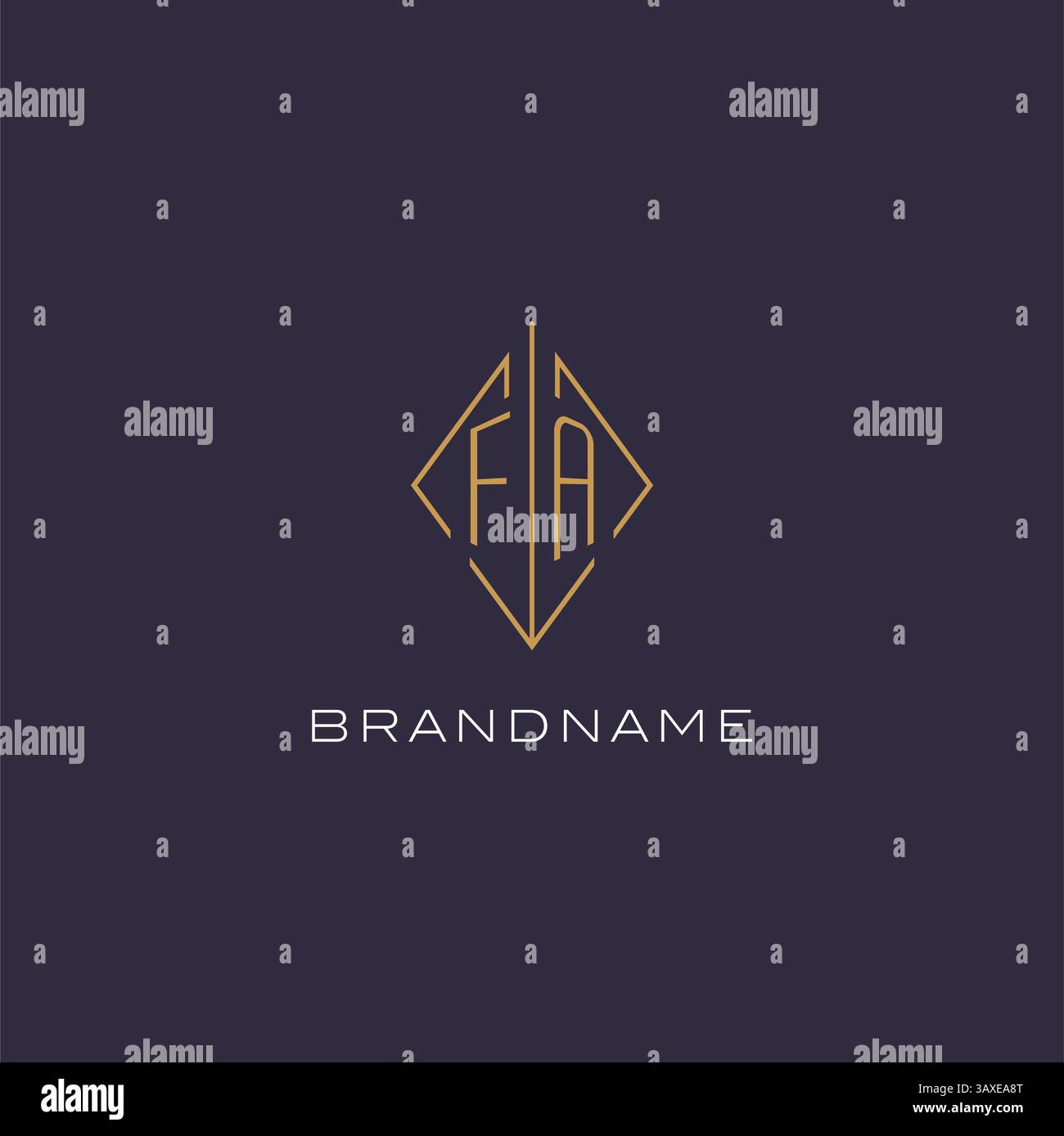 Initial letter FA logo monogram with diamond rhombus style design ideas vector graphic Stock Vector