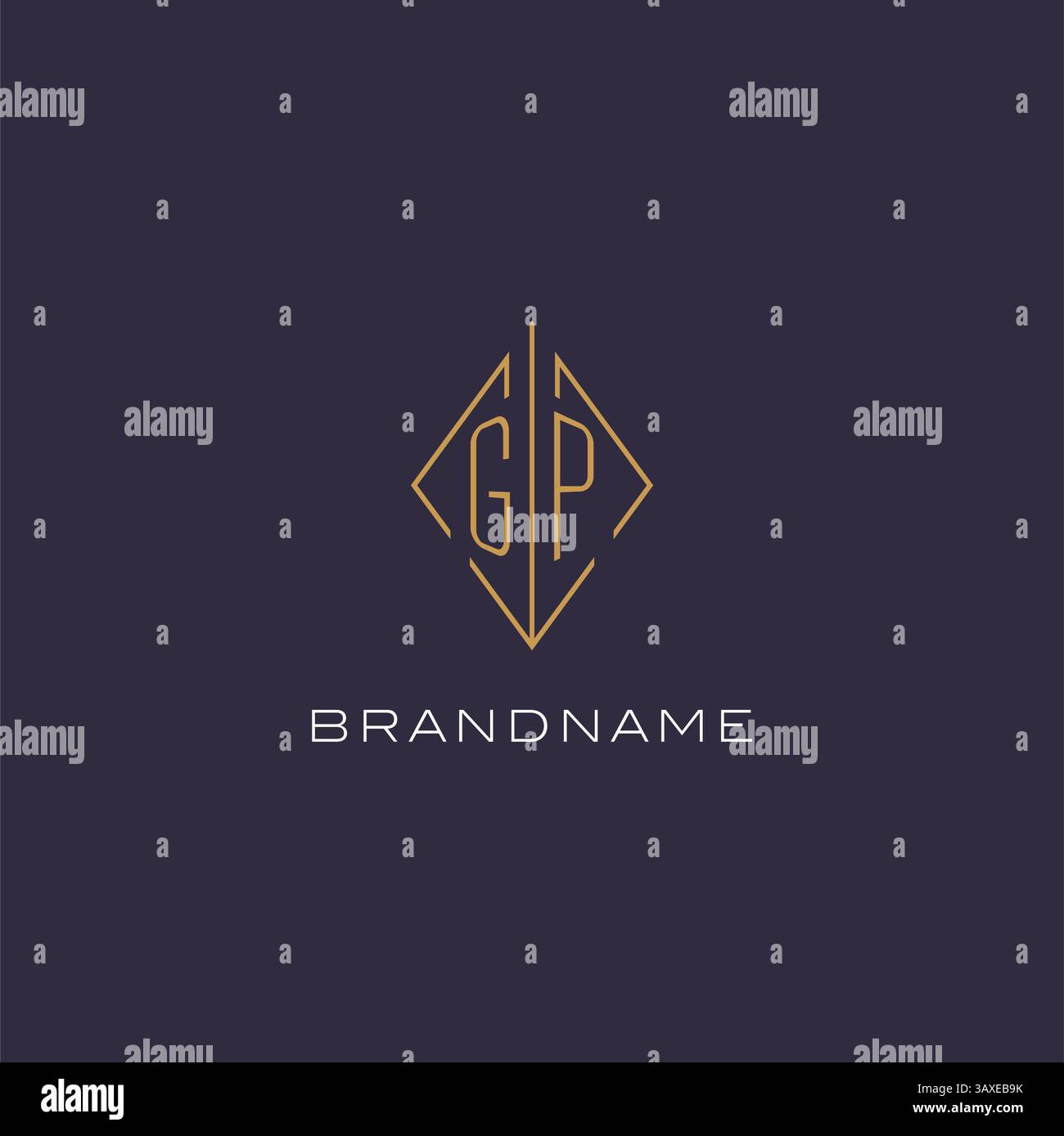 Initial letter GP logo monogram with diamond rhombus style design ideas vector graphic Stock Vector