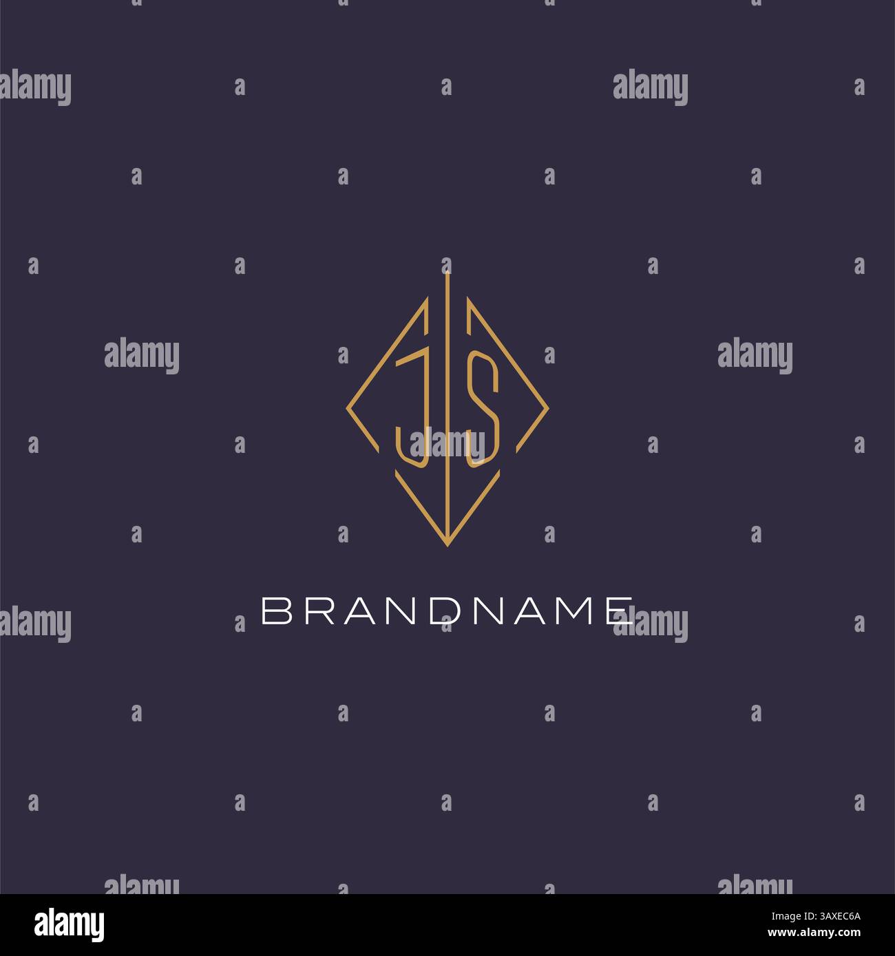 Initial letter JS logo monogram with diamond rhombus style design ideas vector graphic Stock Vector