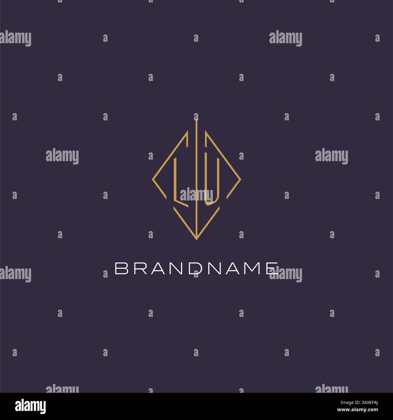 Initial letter LU logo monogram with diamond rhombus style design ideas vector graphic Stock Vector