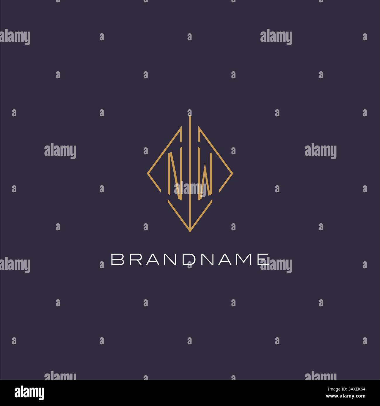 Initial letter NW logo monogram with diamond rhombus style design ideas vector graphic Stock Vector