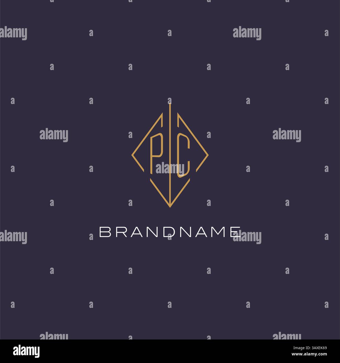 Initial letter PC logo monogram with diamond rhombus style design ideas vector graphic Stock Vector
