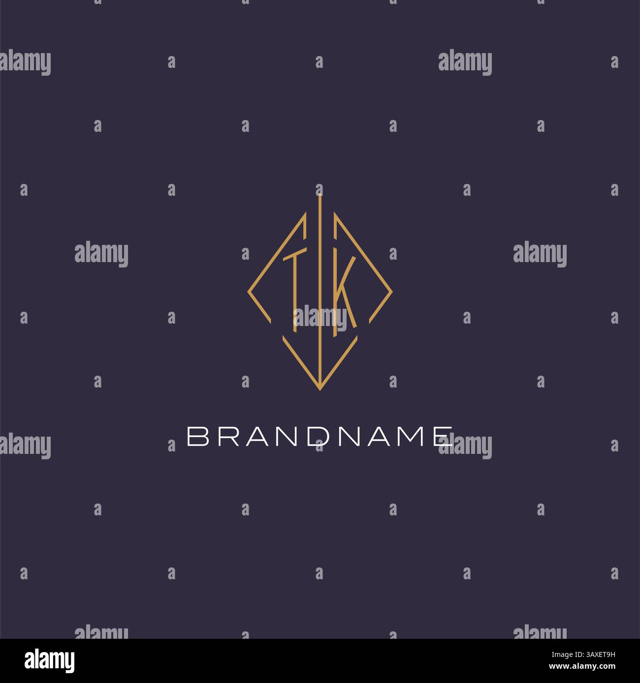Initial letter TK logo monogram with diamond rhombus style design ideas vector graphic Stock Vector