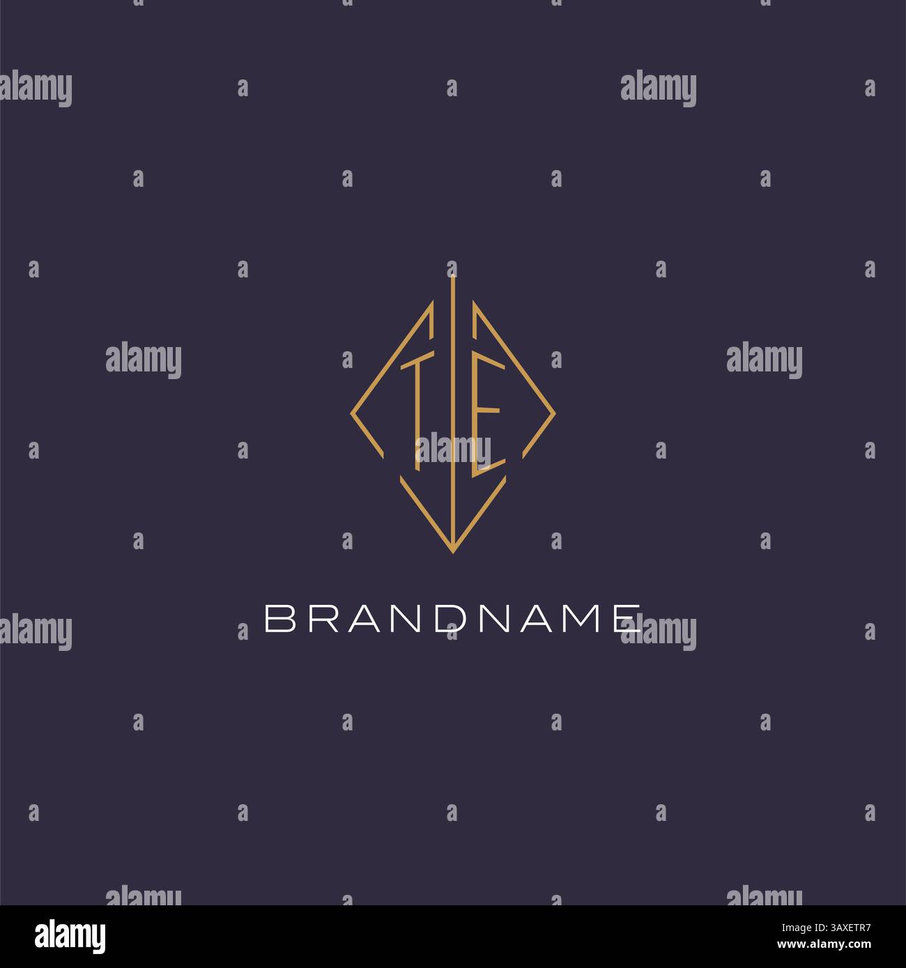 Initial letter TE logo monogram with diamond rhombus style design ideas vector graphic Stock Vector