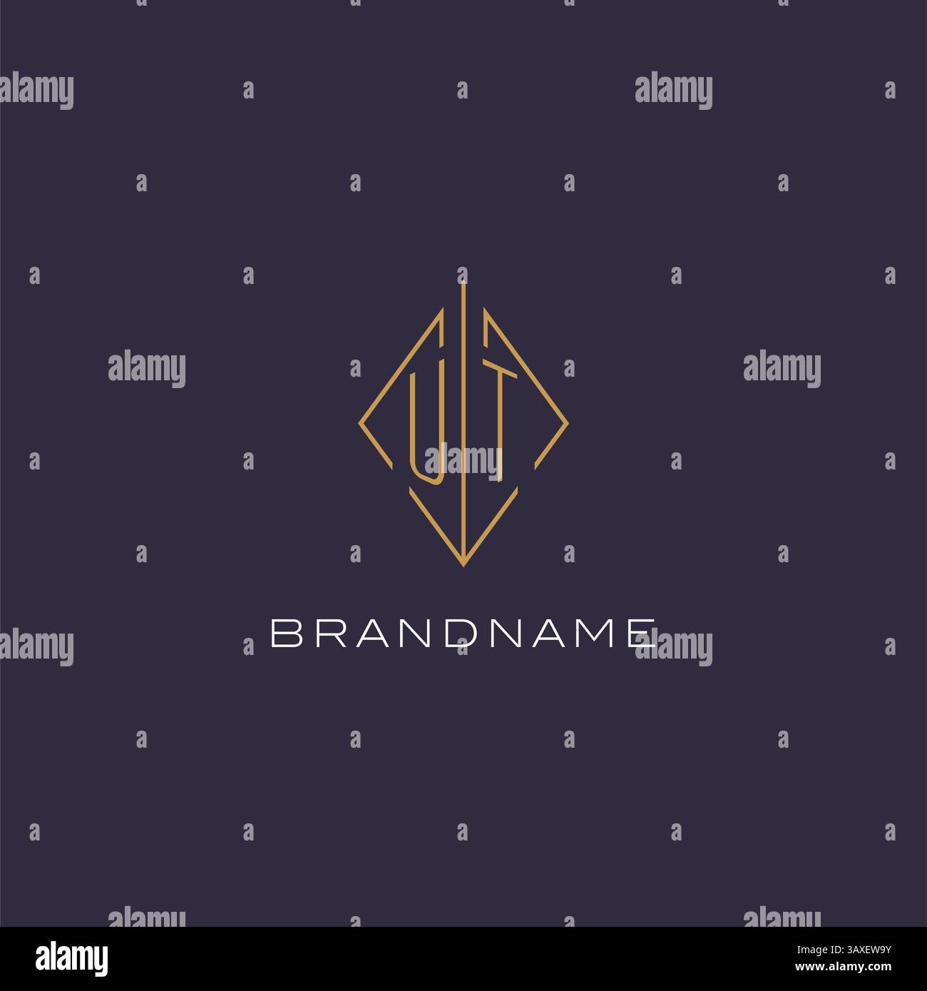 Initial letter UT logo monogram with diamond rhombus style design ideas vector graphic Stock Vector
