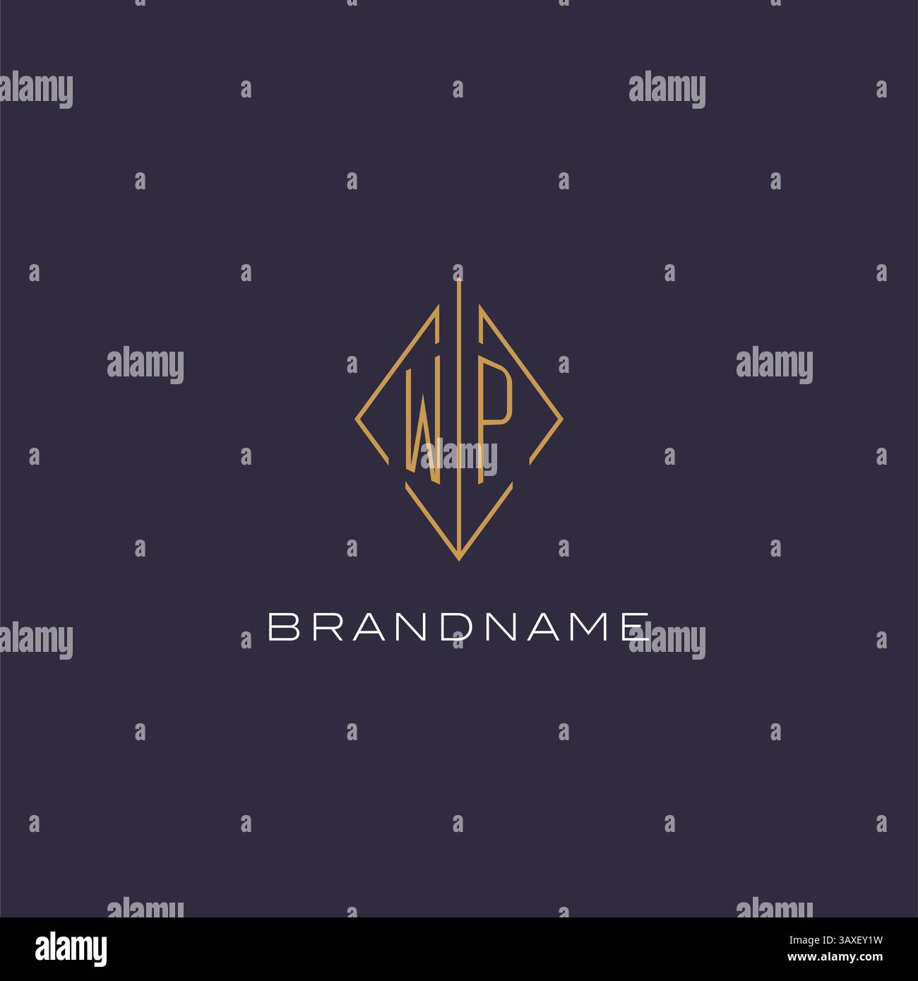 Initial letter WP logo monogram with diamond rhombus style design ideas vector graphic Stock Vector