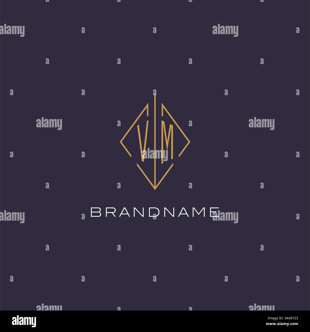 Initial letter VM logo monogram with diamond rhombus style design ideas vector graphic Stock Vector