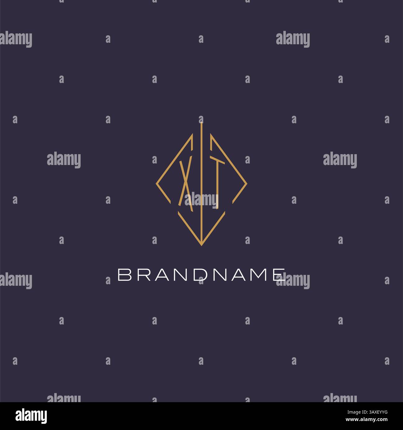 Initial letter XT logo monogram with diamond rhombus style design ideas vector graphic Stock Vector