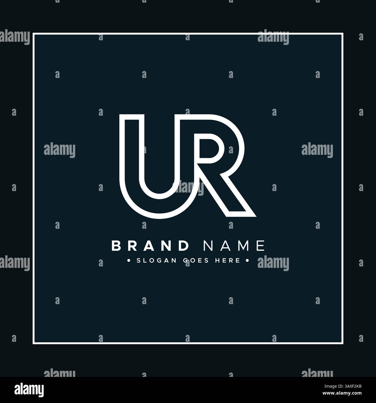 UR Vector Logo Template - Simple Icon for Initial Letter U and R Monogram Stock Vector