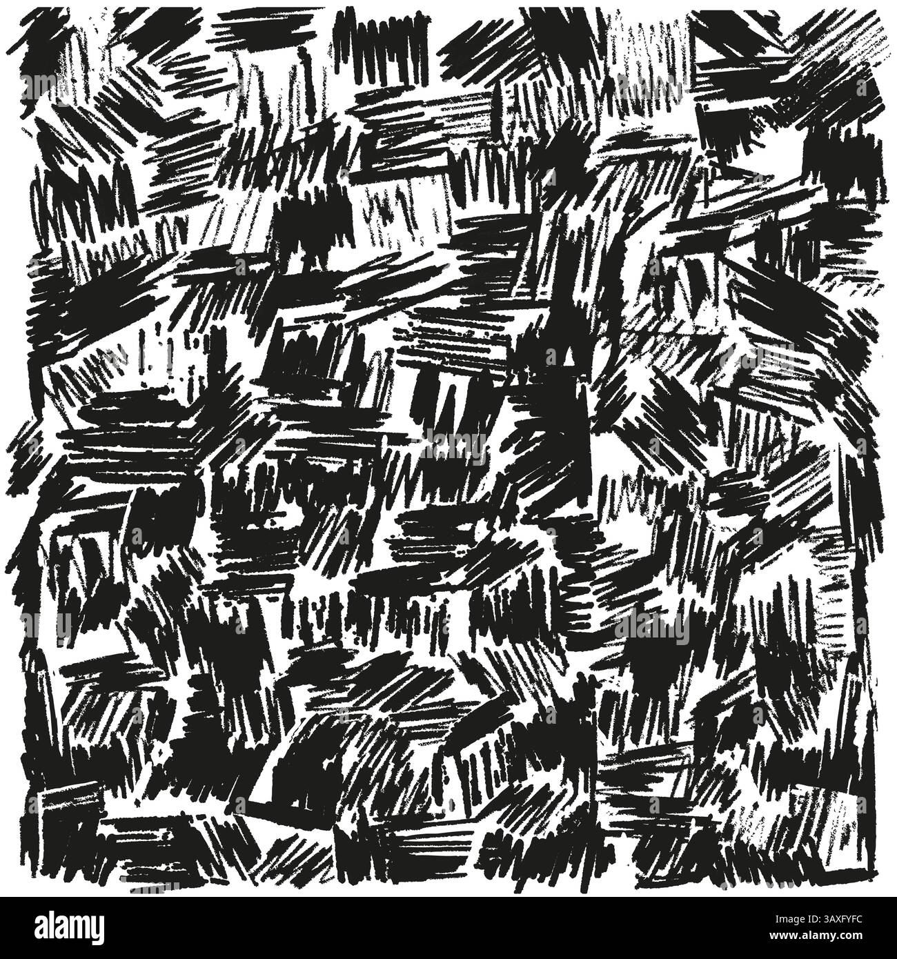 Lines Doodle Abstract Pattern - Black and White Colors - Handdrawn Illustration Vector Stock Vector