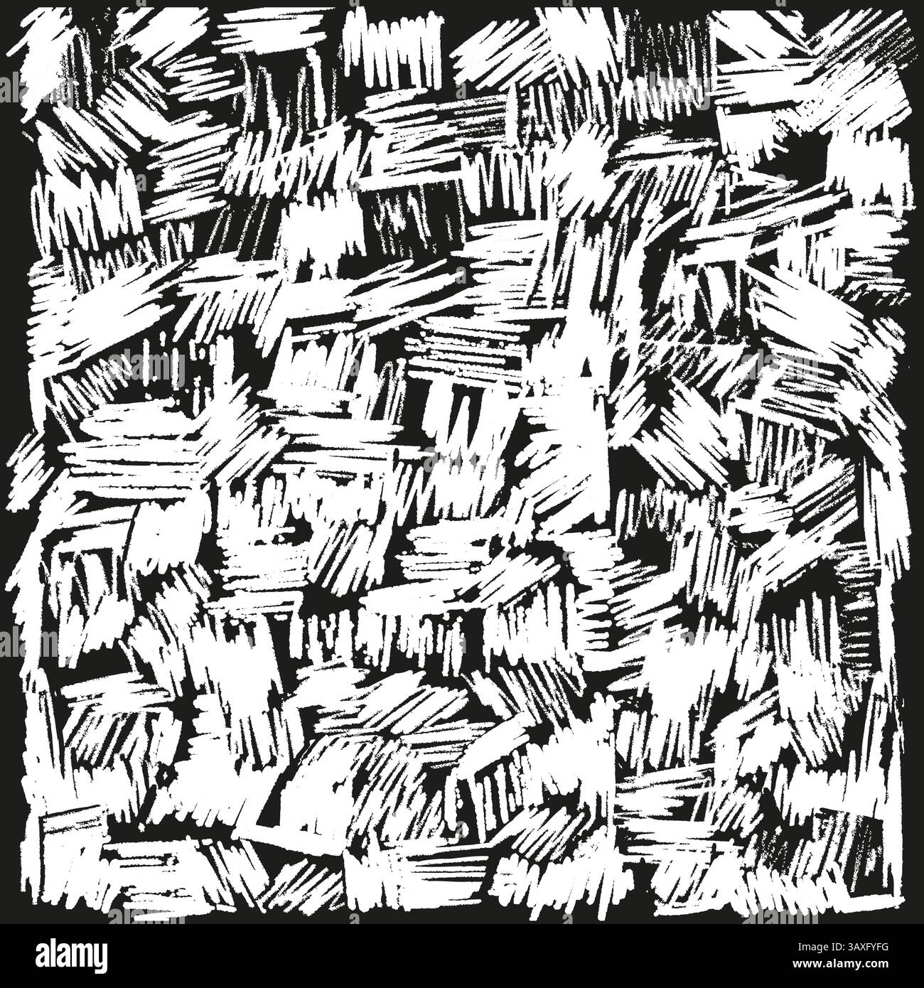 Lines Doodle Abstract Pattern - Black and White Colors - Handdrawn Illustration Vector Stock Vector