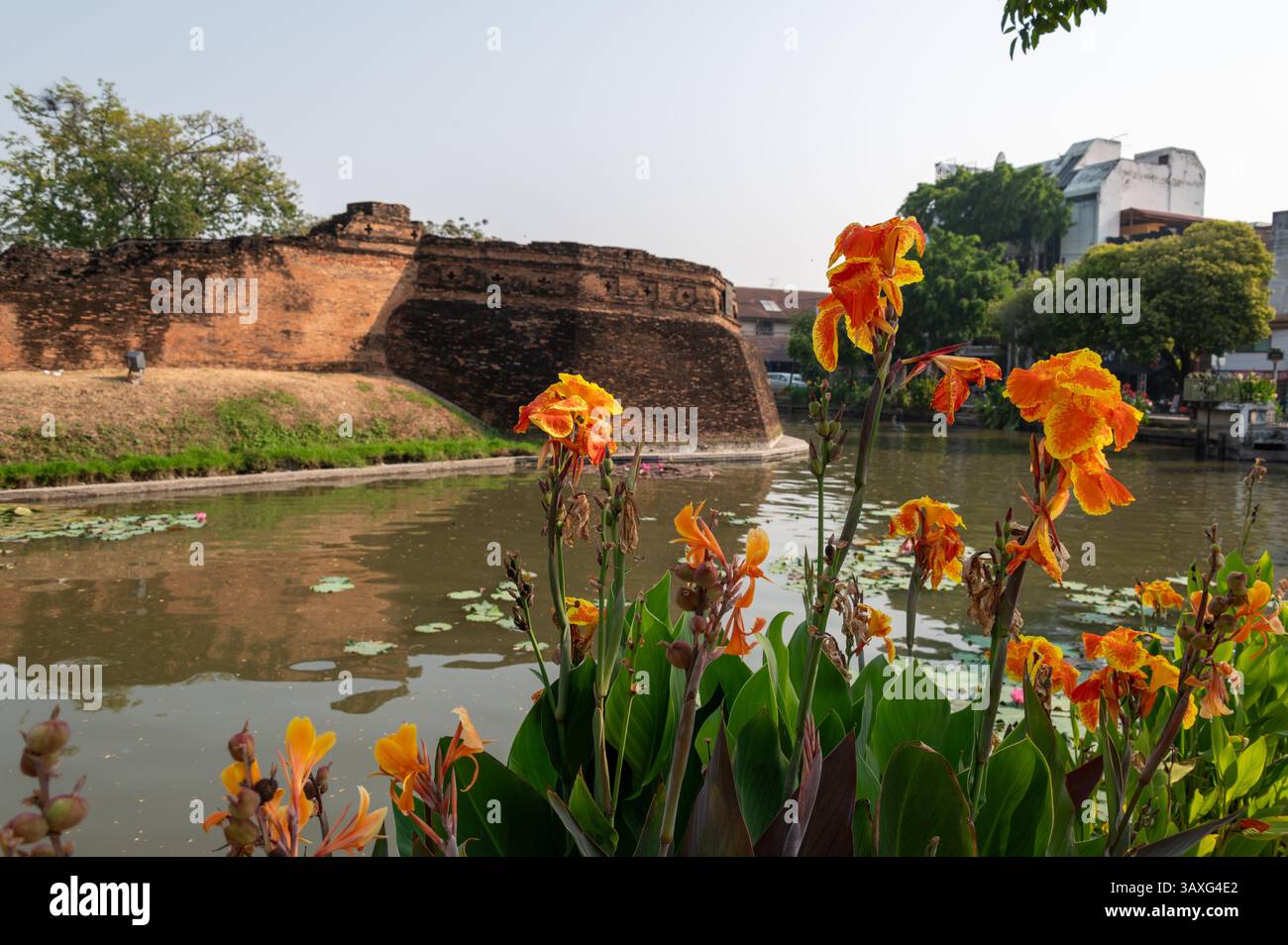 Katam Corner, one of the four corner towers surrounding the old city of Chiang Mai in northern Thailand. It is the second largest city after the capit Stock Photo