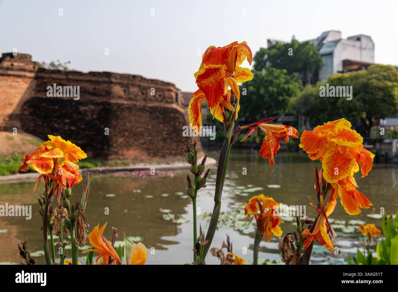 Katam Corner, one of the four corner towers surrounding the old city of Chiang Mai in northern Thailand. It is the second largest city after the capit Stock Photo