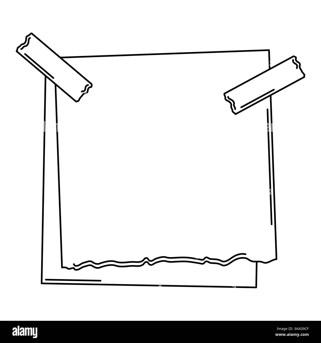 Paper note with sticky tape. Frame or background for reminder Stock ...