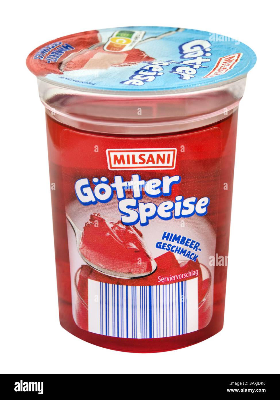 Rote Götterspeise Himbeere von Milsani Hintergrund weiss Stock Photo