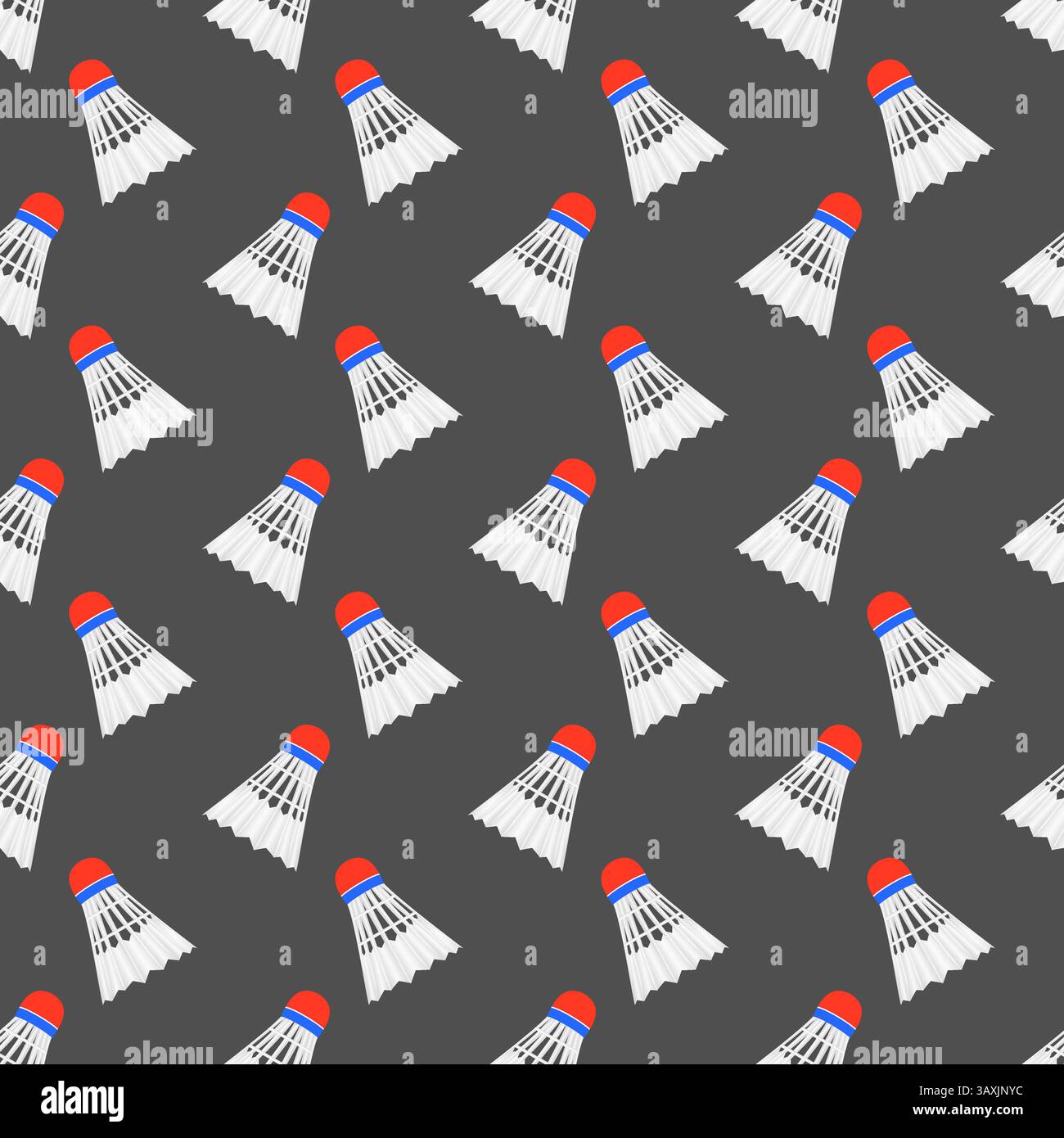 Seamless grey badminton shuttlecock pattern birdie seamless background Stock Vector
