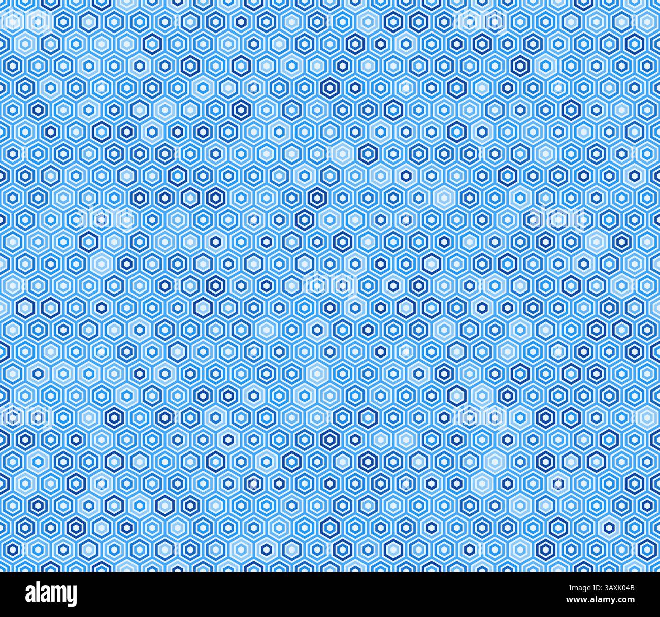 Hexagon vector pattern. Plain hexagon frames. Blue color tones. Hexagon shapes. Tileable pattern. Seamless vector illustration. Stock Vector