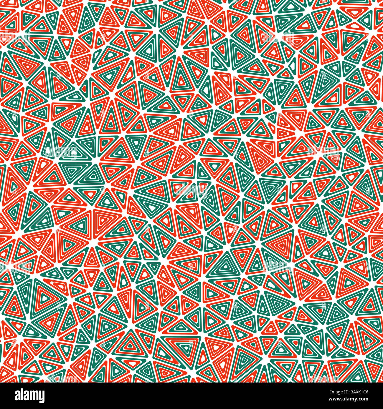 Geometric pattern. Compact triangles size. Multiple repeated inner triangles. Multicolored style. Repeatable pattern. Awesome vector tiles. Stock Vector
