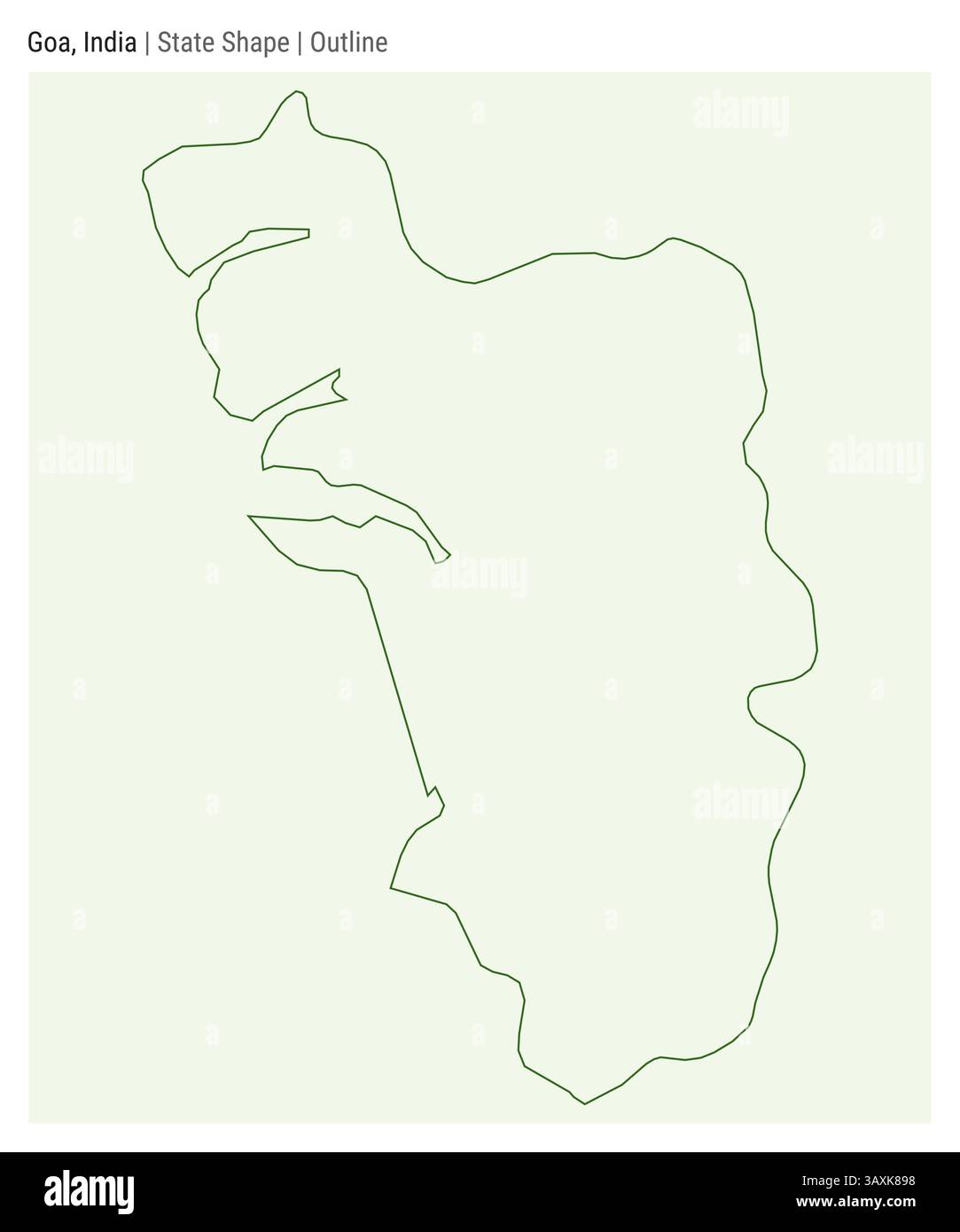 Goa, India. Simple vector map. State shape. Outline style. Border of Goa. Vector illustration. Stock Vector