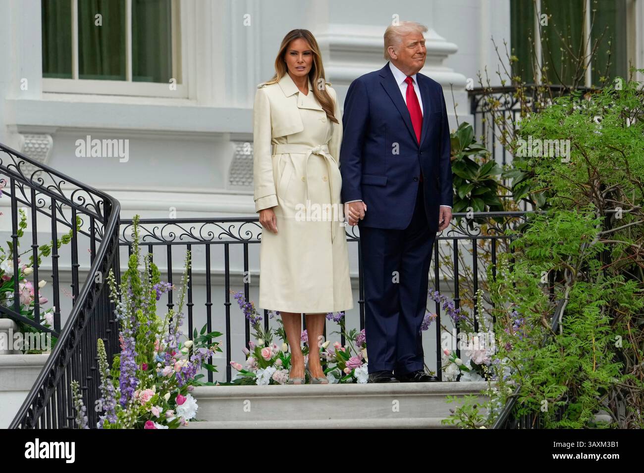 President Donald Trump and first lady Melania Trump arrive for the