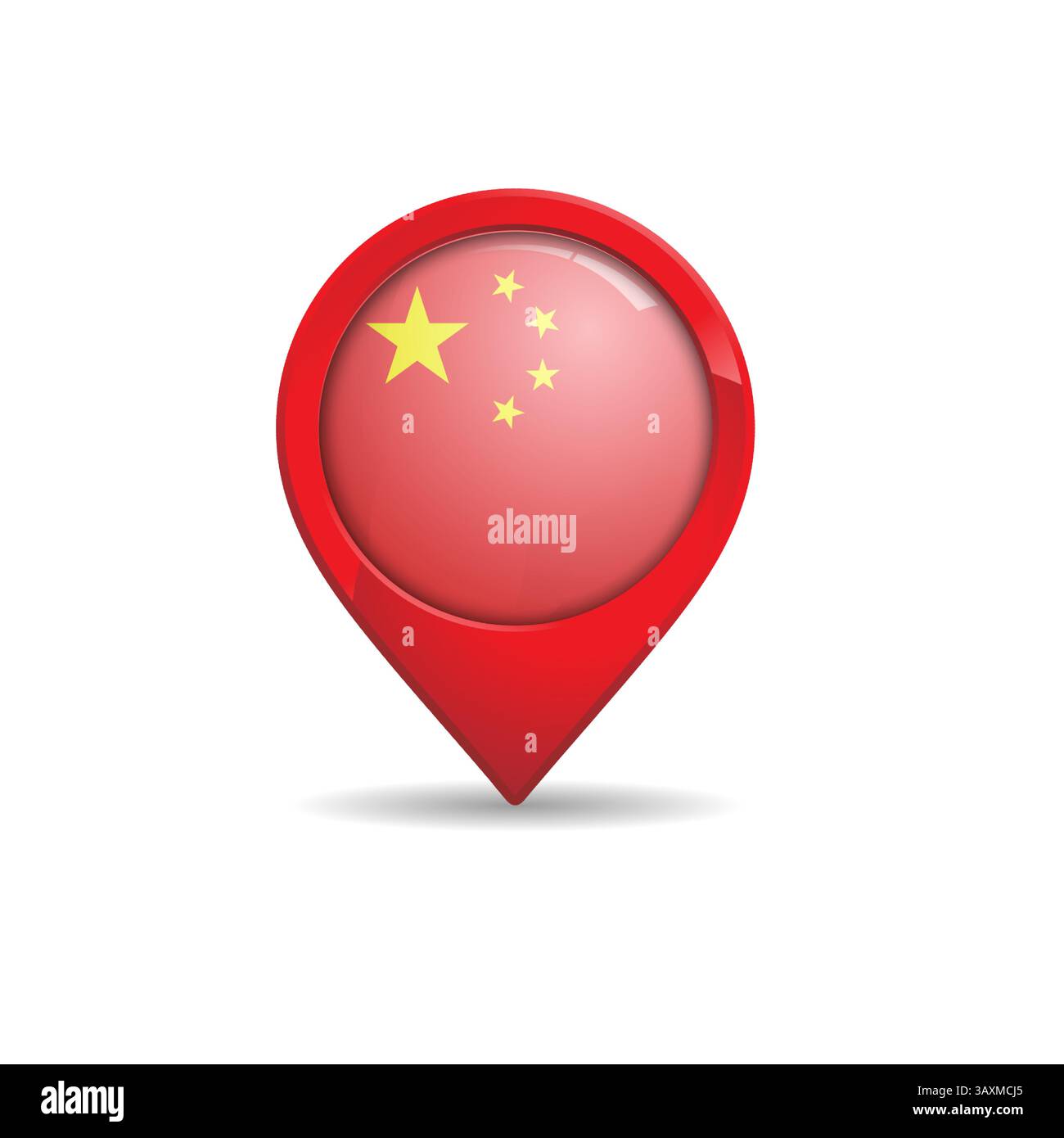 Realistic China flag with map pin vector illustration Stock Vector