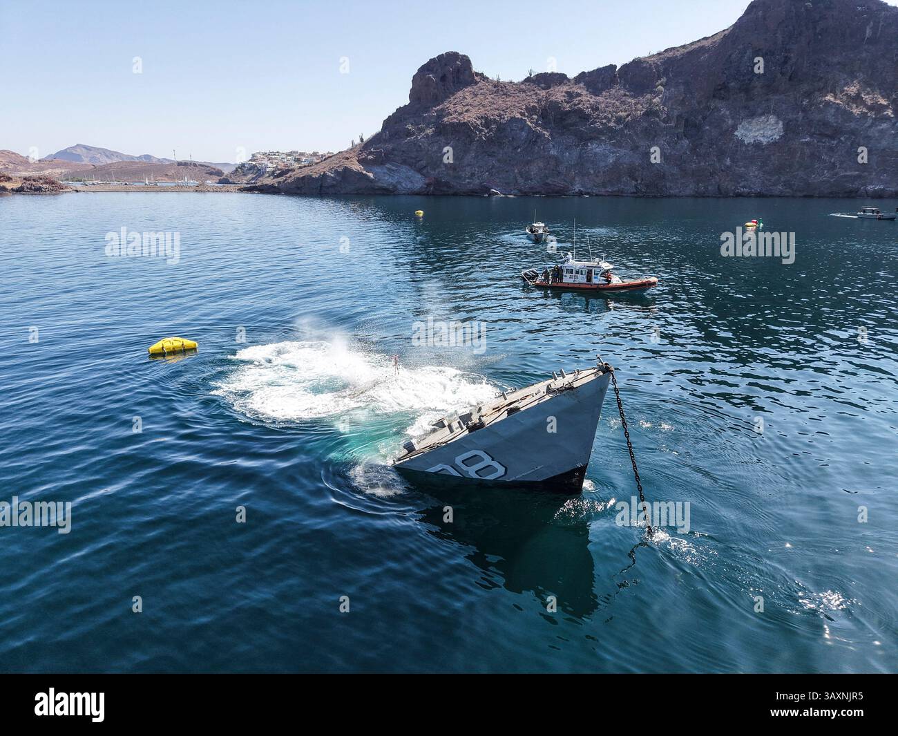 SAN CARLOS, MEXICO - APRIL 12: Aerial view of the ship sinking after ...