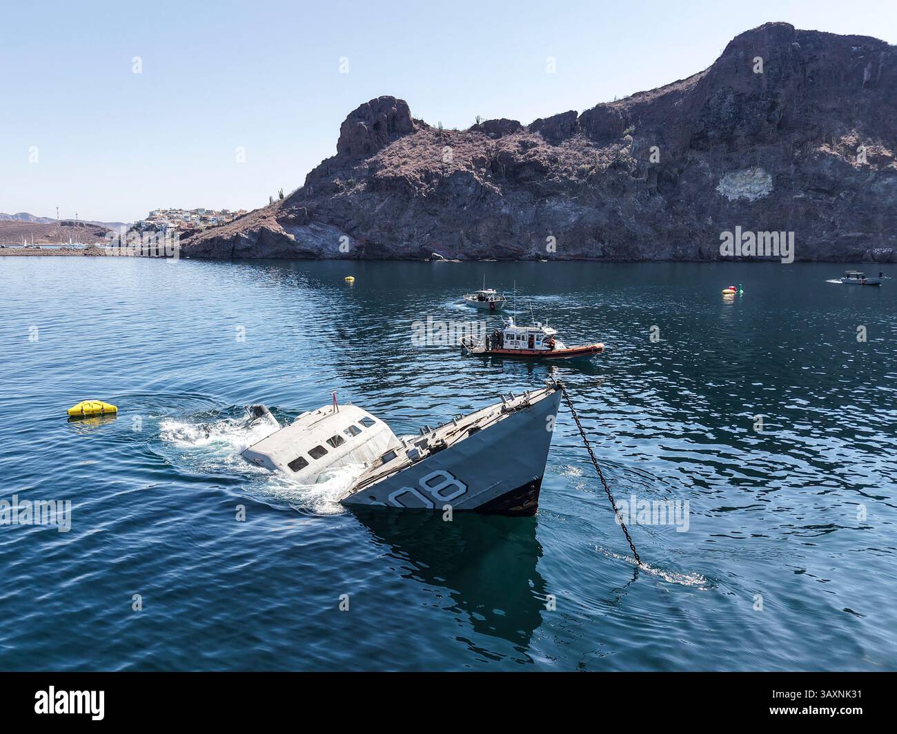 SAN CARLOS, MEXICO - APRIL 12: Aerial view of the ship sinking after ...