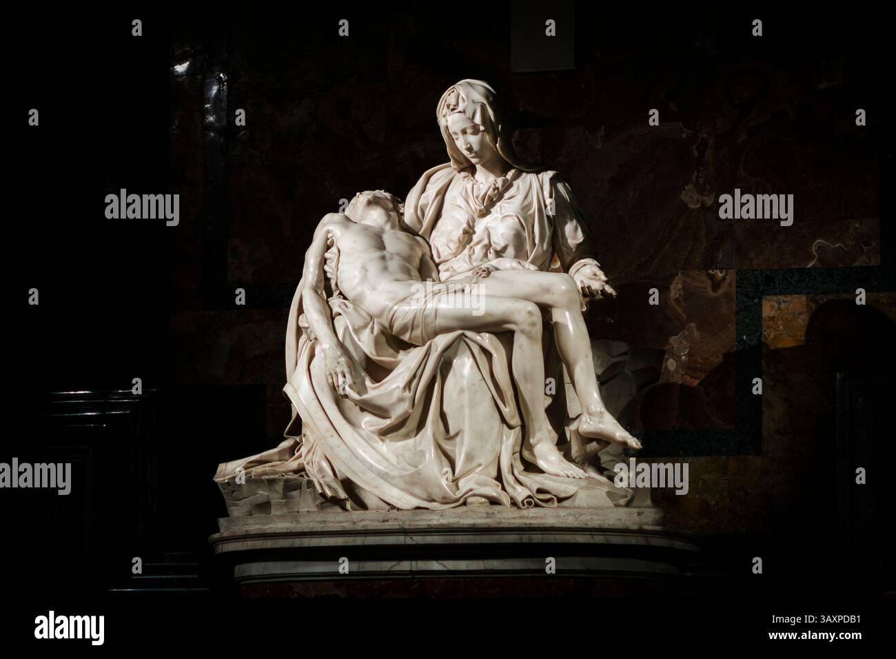 The Deposition or The Pity. of Michelangelo Buonarroti, inside the Saint Peter Basilica, in Rome. Stock Photo