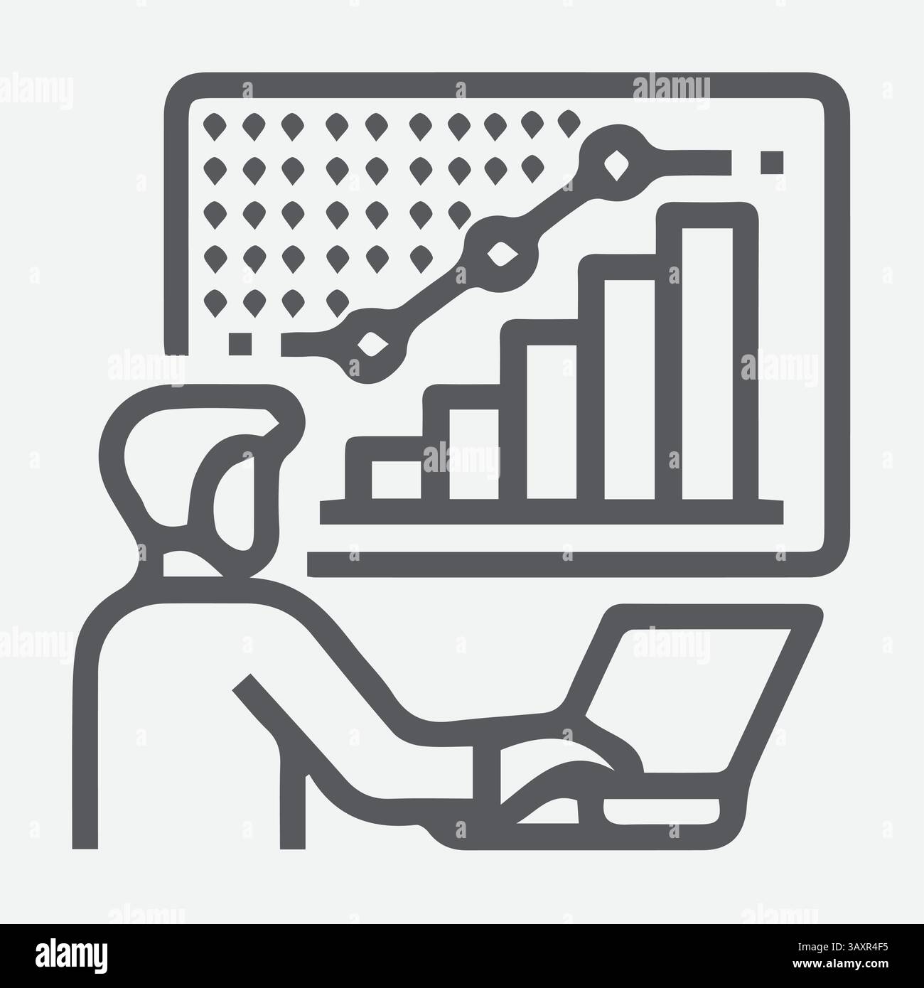 Monitoring icons, Data analytics icons, Monitor icons, Containing database icons, symbols, and Premium quality graphic design elements. Modern signs, Stock Vector