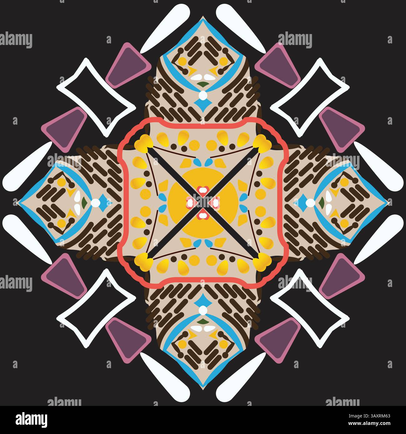 Ethnic pattern. Abstract kaleidoscope fabric design texture for background Stock Vector