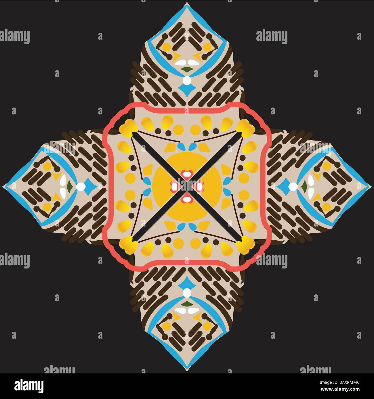 Ethnic pattern. Abstract kaleidoscope fabric design texture for background Stock Vector